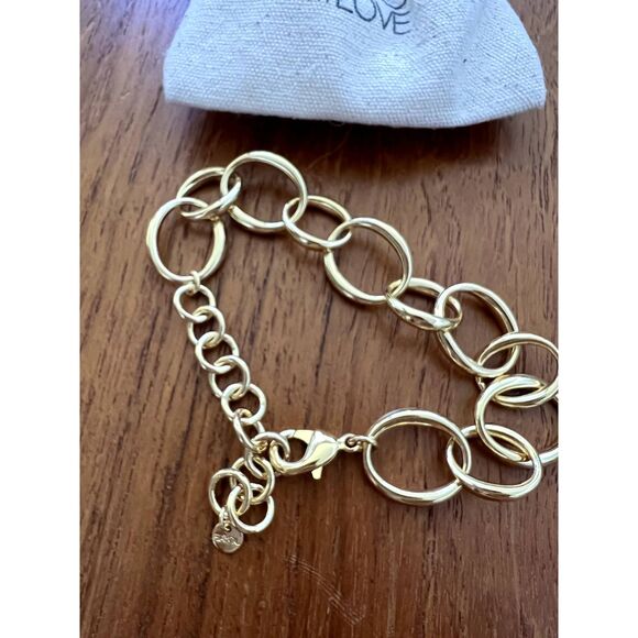 NEW BaYou with Love Large Oval Chain Bracelet Adjustable 14k Gold Plated - Picture 5 of 8